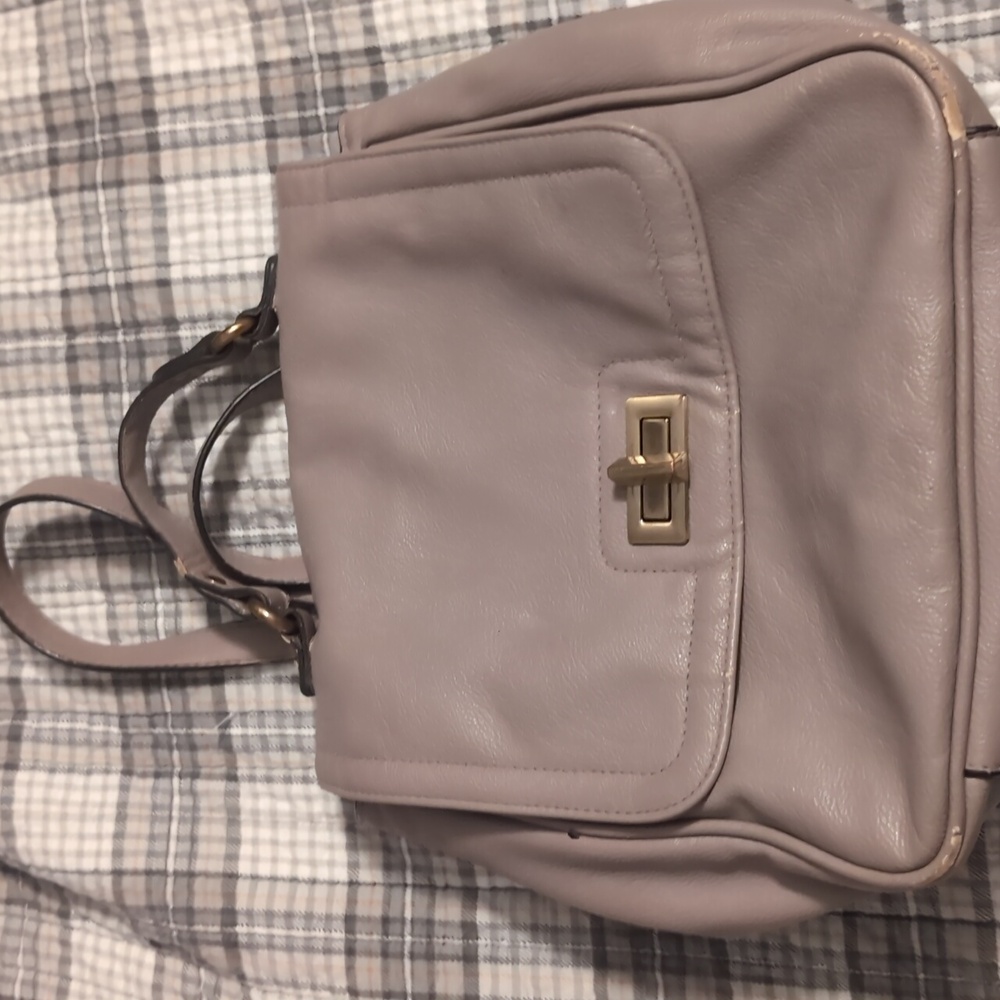 Backpack purse, beige.